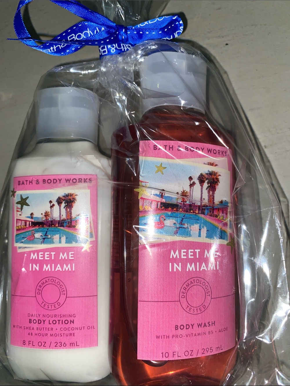 New Bath & Body Works Set of two Meet Me In Miami Body Wash & Lotion wrapped :)